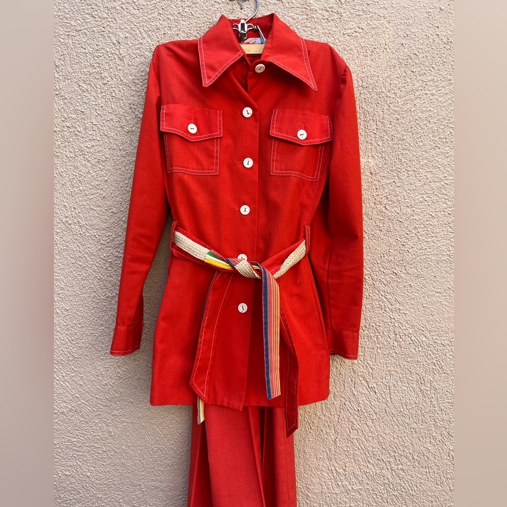 Vintage 1970’s Koret of California Koratron 2 piece set red